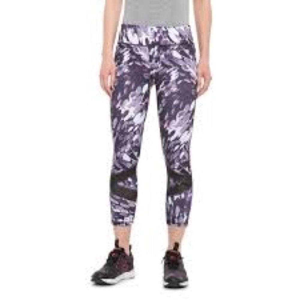 NWT Gaiam Om Align Dawn Print Capris Black purple